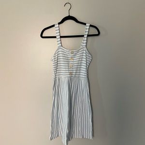 Caution to the Wind summer dress, size medium, striped blue and white
